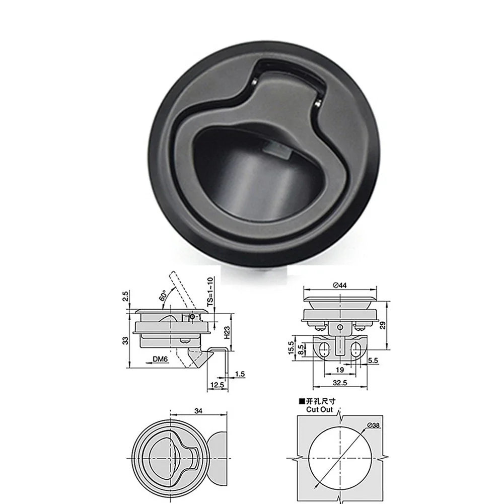Flush Pull Marine Hatch Locking Slam Latch for Boat Use Black