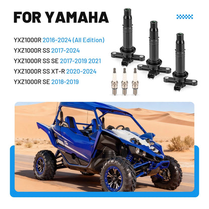 3 x Ignition Coils w/ Spark Plug for Yamaha YXZ1000R SE EPS (2016–2019)