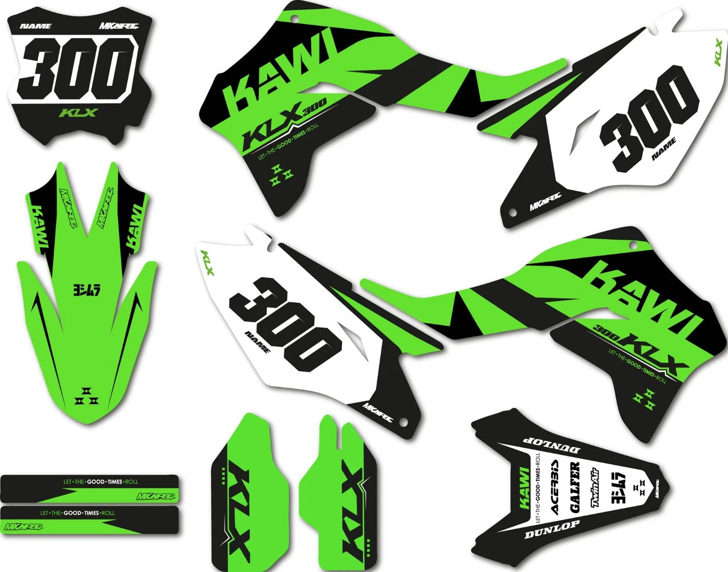 Custom Decal Kit for Kawasaki KLX 300 KING STYLE (2020-2024)
