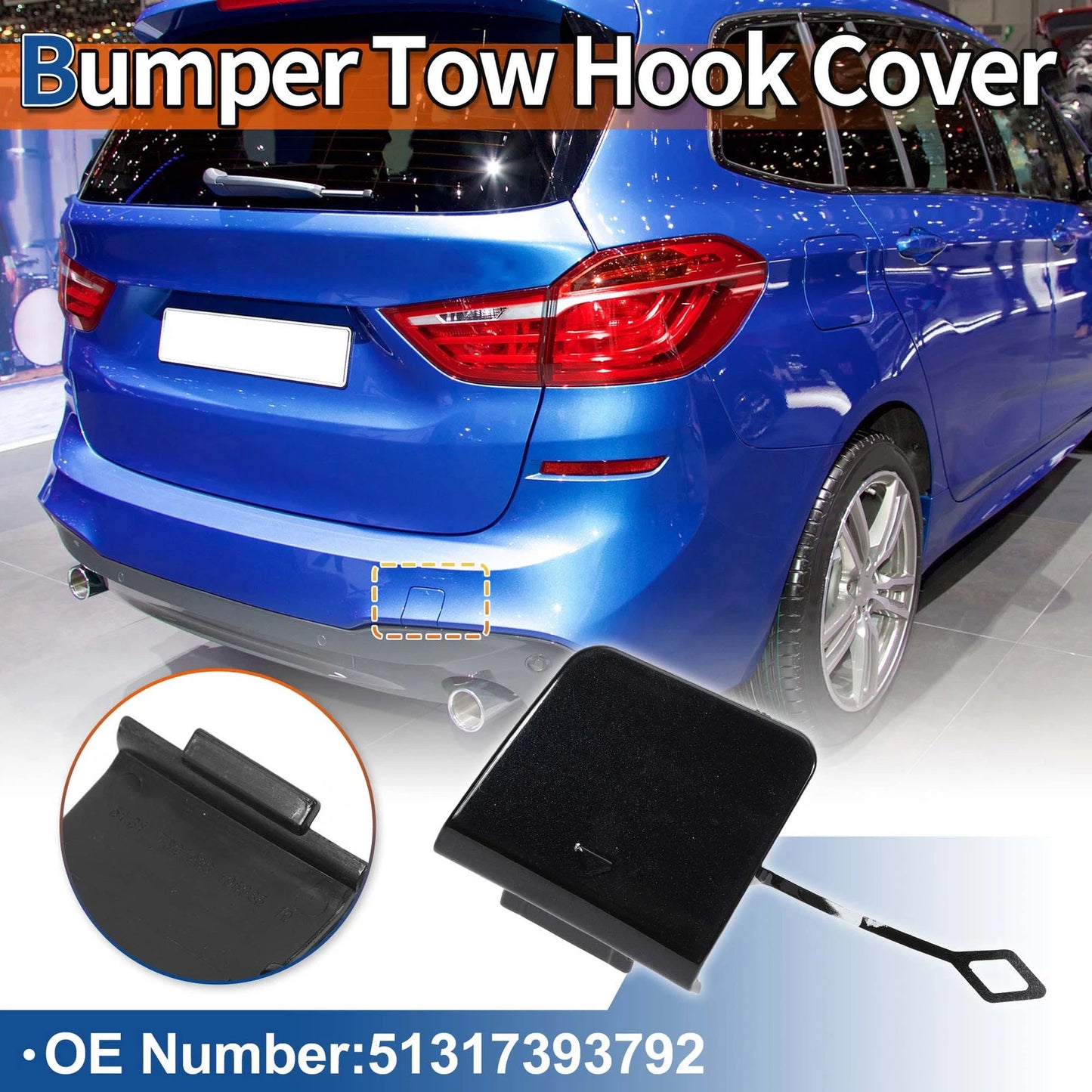 Rear Tow Hook Cover for BMW 2 Series F45 (2014-2021) - Jet Black
