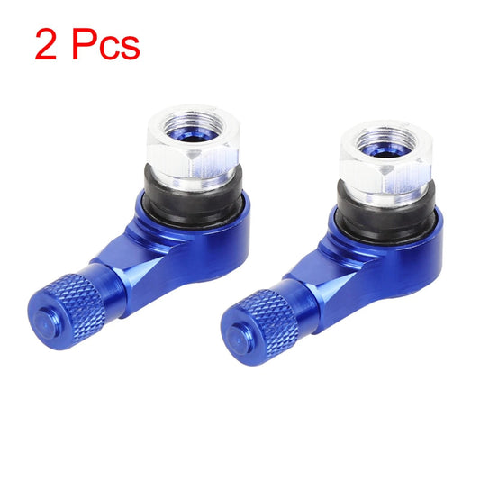 2 x Aluminium Angled Tubeless Tire Valve Stem Blue for Motorcycle Scooter