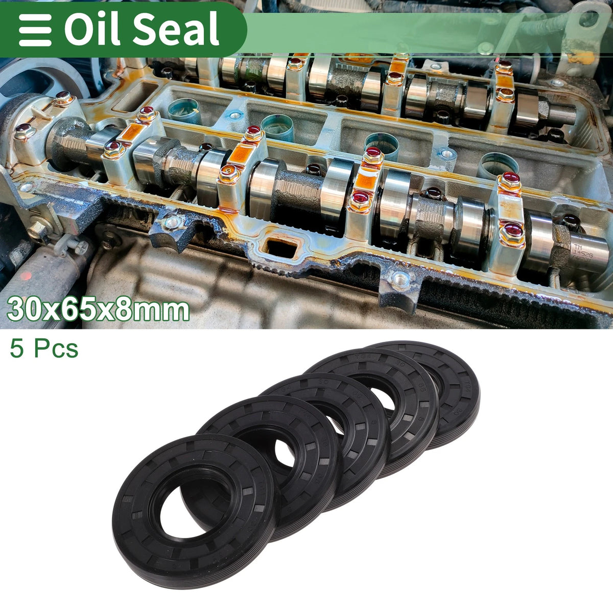 Oil Seal NBR Rubber 30x65x8mm High Pressure Black 5 Pcs