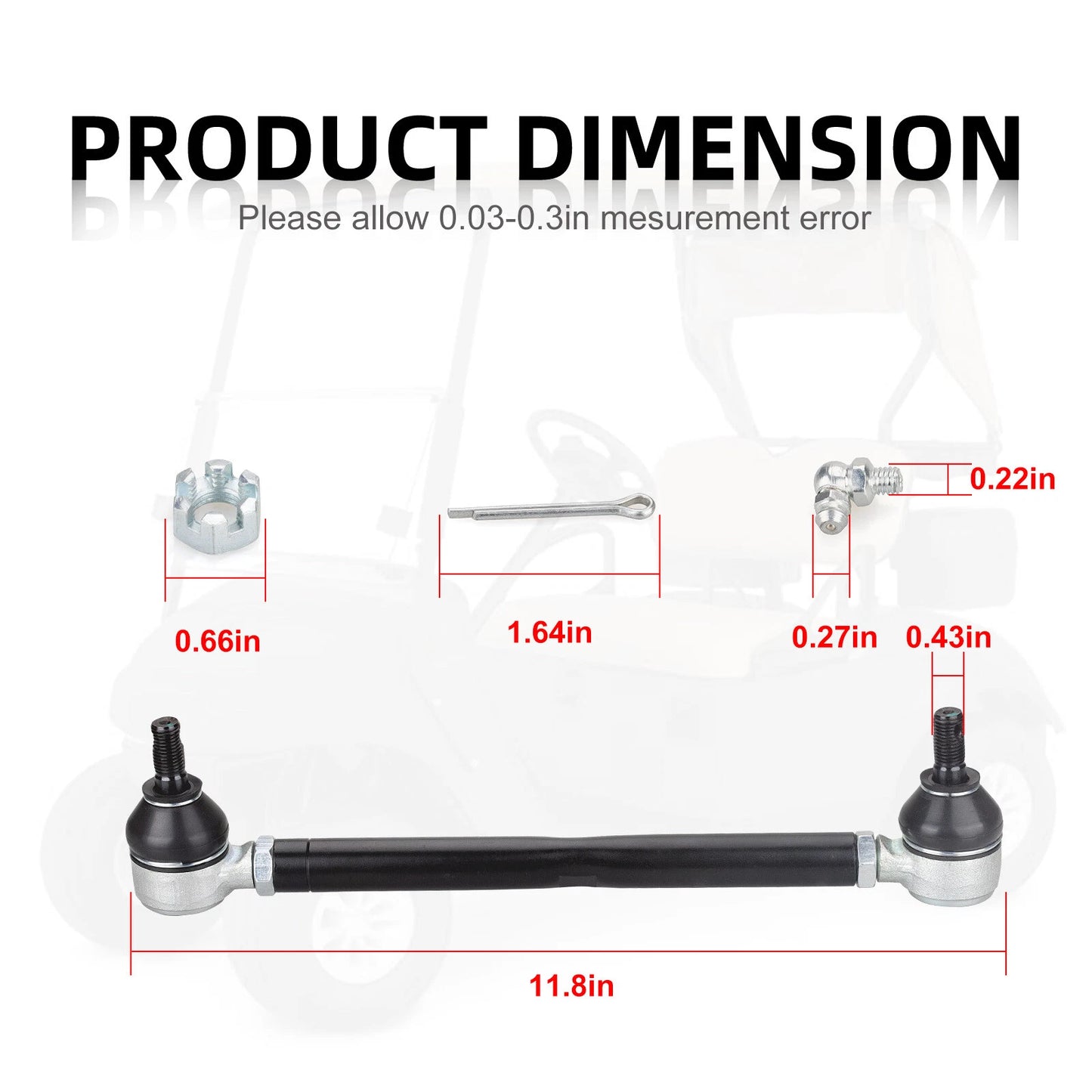 2 x Steering Tie Rod & Shaft Assembly for EZGO TXT Golf Cart (1994-2001)