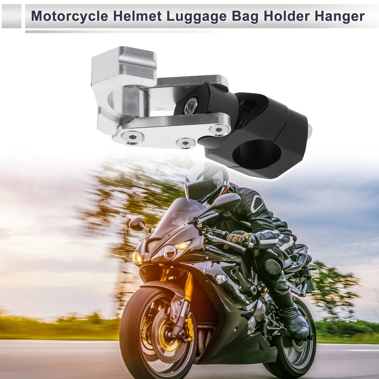 Rectangle Aluminum Hanging Hook Hexagon Wrench 1Set Silver Tone for Motorcycle