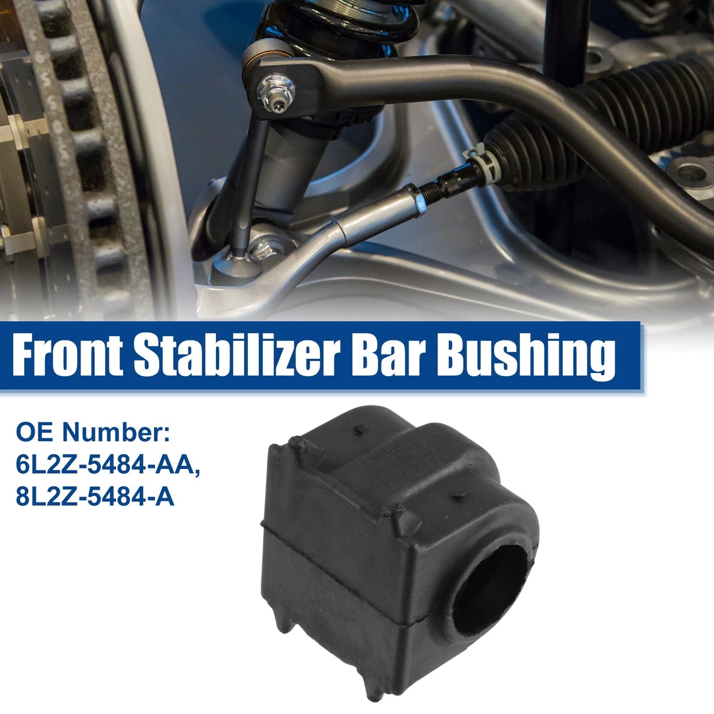 Front Sway Bar Bushing for Ford Explorer 2006-2010 - 2 x Rubber Black