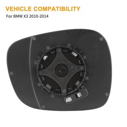Heated Mirror Glass Replacement w/ Backing for BMW X3 (2011-2014)