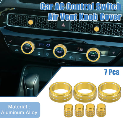 7 x AC Control Switch Air Vent Knob Covers for Honda Civic (2022-2023) Gold