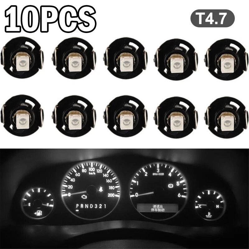 10x Pure White T5/T4.7 Neo Wedge LED Dash Light Bulbs for Universal ()