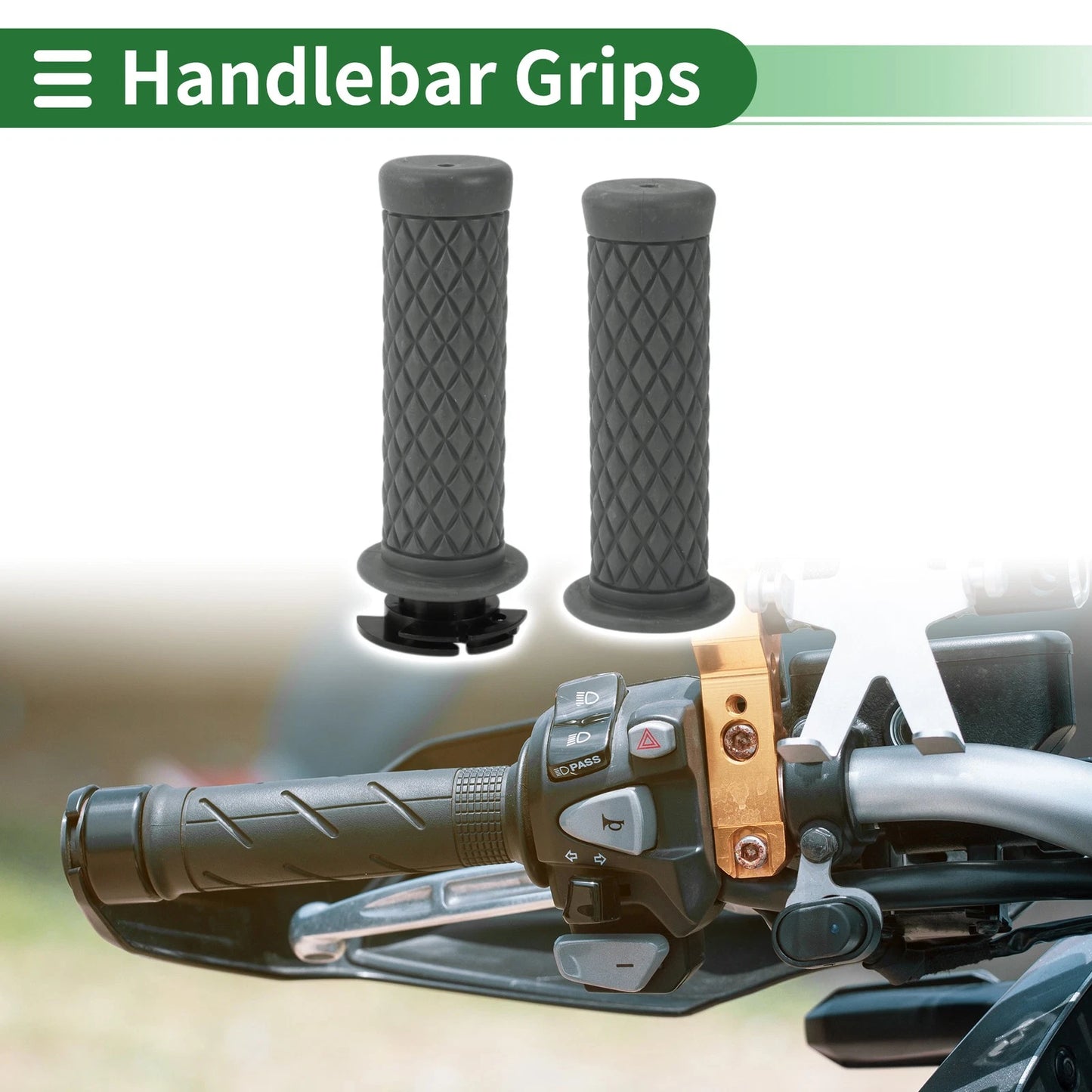 7/8" 22mm Hand Grips Cover for Motorcycle Dark Gray
