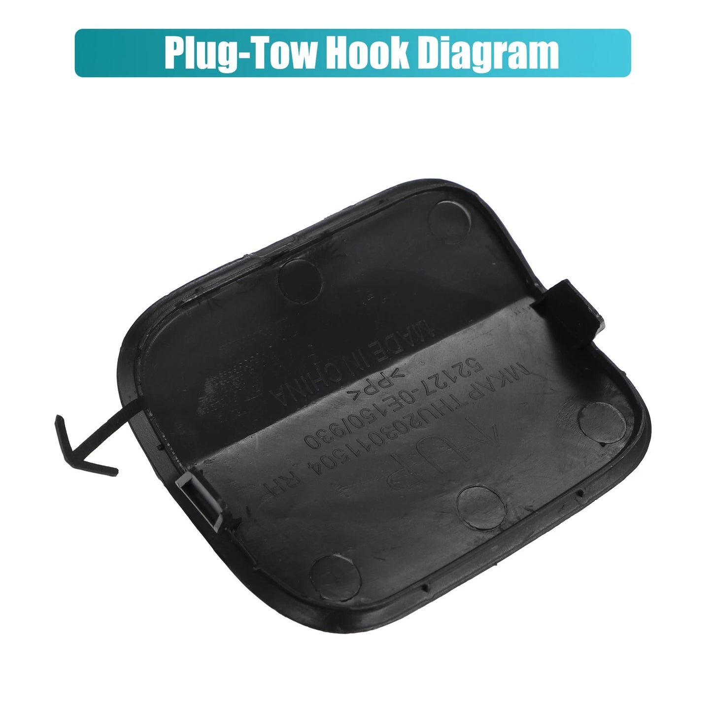 Front Right Tow Hook Cover for Toyota Highlander (2001-2023) Black