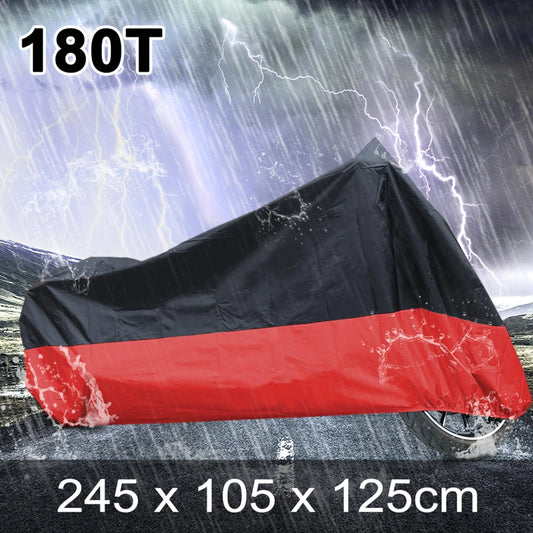 XL 190T Rain Dust Motorcycle Cover Black+Red Outdoor Waterproof UV Protector