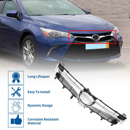 Front Bonnet Bumper Grille for Toyota Camry (2015) - Chrome Silver Black
