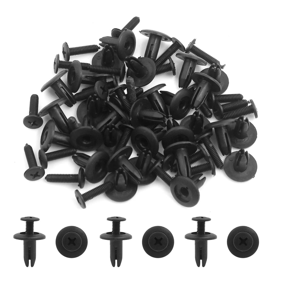 30 x Black Fastener Rivet Push Clip Retainer 6.5mm Hole Dia for Car/Motorcycle