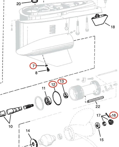 Lower Unit Oil Seal Kit for OMC Cobra/Volvo Penta SX (1990-2000)