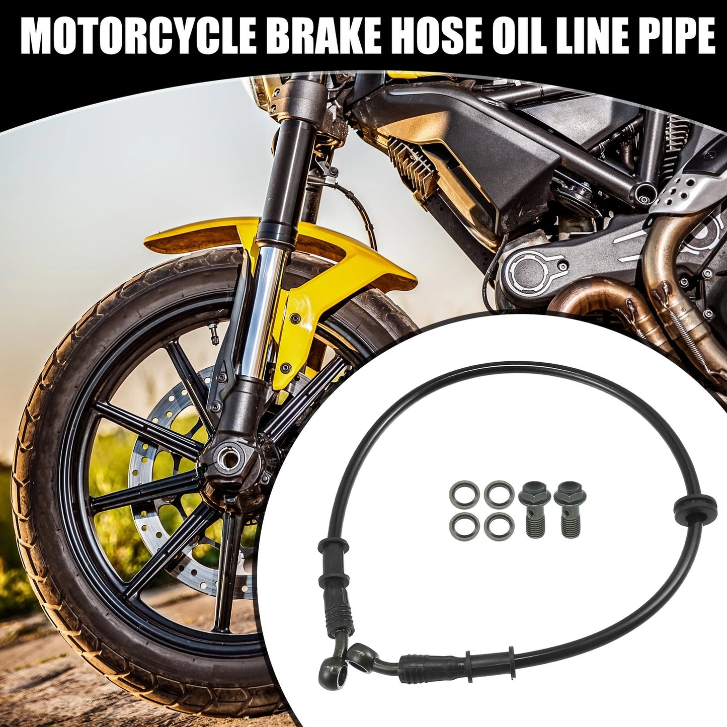 60cm Oil Hose Set for Universal 28 Degree Motorcycle Black