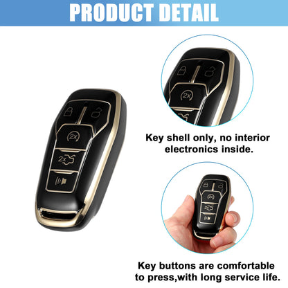 TPU Remote Key Fob Case Cover for Ford Fusion, F150 - 5 Button (2013-2023)