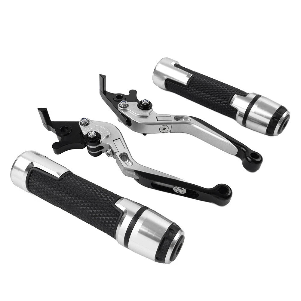 Silver Extendable Brake Clutch Levers & Handlebar Grips for BMW R1200GS (2004-2012)