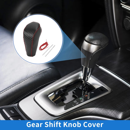 Gear Shift Knob Cover for Chevrolet Cruze (2011-2015) Black Carbon Fiber Red