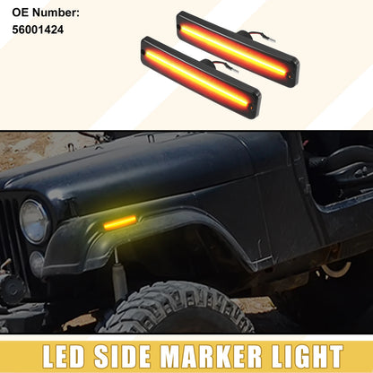 LED Side Marker Light 56001424 for Jeep Black Amber Lens 1 Pair