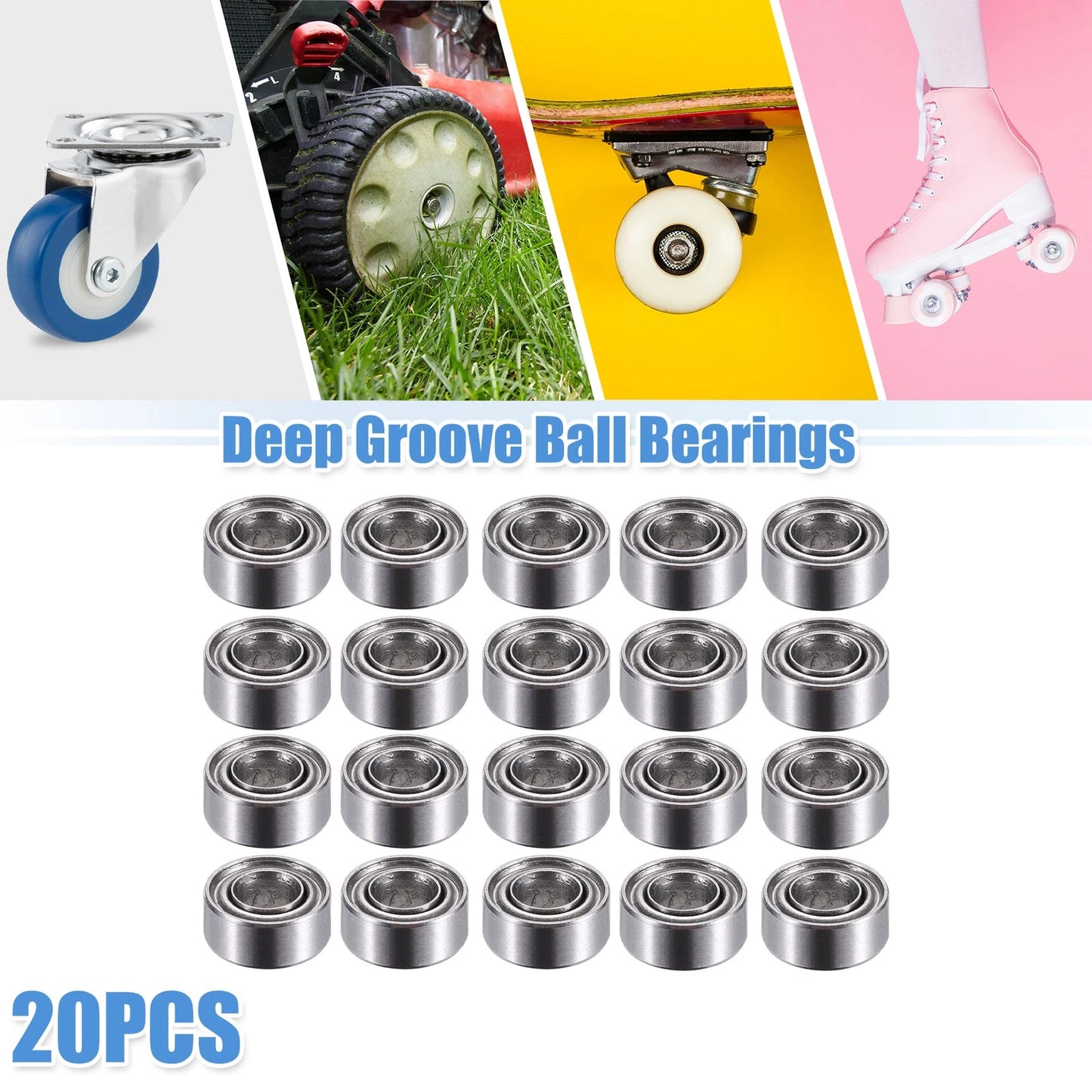 20pcs 3x7x3mm Double Metal Shield Single Row Deep Groove Ball Bearings