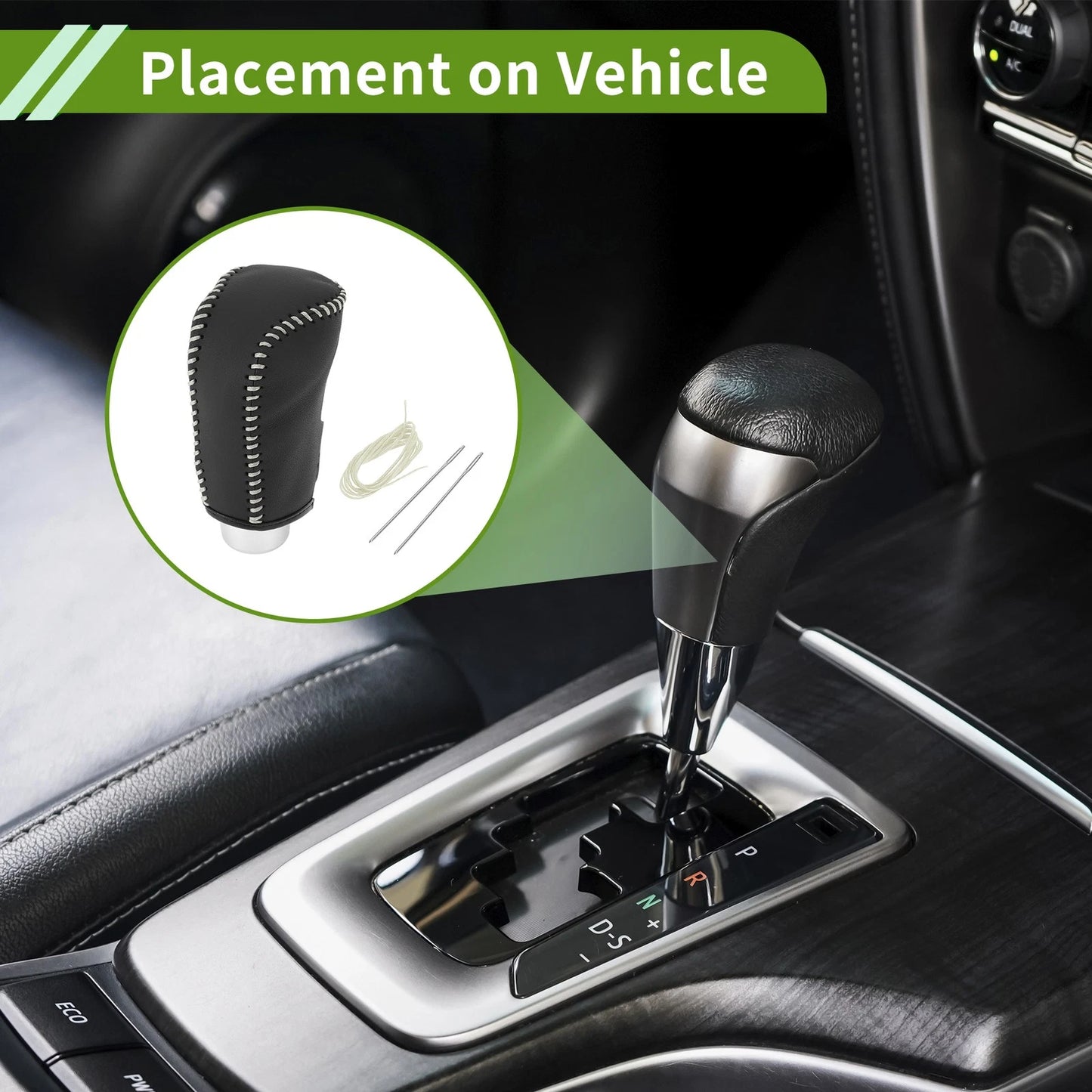 Car Gear Shift Knob Cover for Mazda 3 (2014-2018) - Black Beige Faux Leather