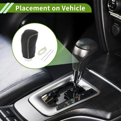 Car Gear Shift Knob Cover for Mazda 3 (2014-2018) - Black Beige Faux Leather