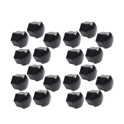 17mm Black Wheel Lug Nut Bolt Cover Caps (20 Pcs) for Car - Fits Various Models