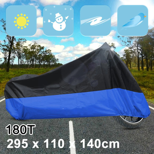 XXXL Rain Dust Motorcycle Cover Black+Blue Waterproof Outdoor UV Protector