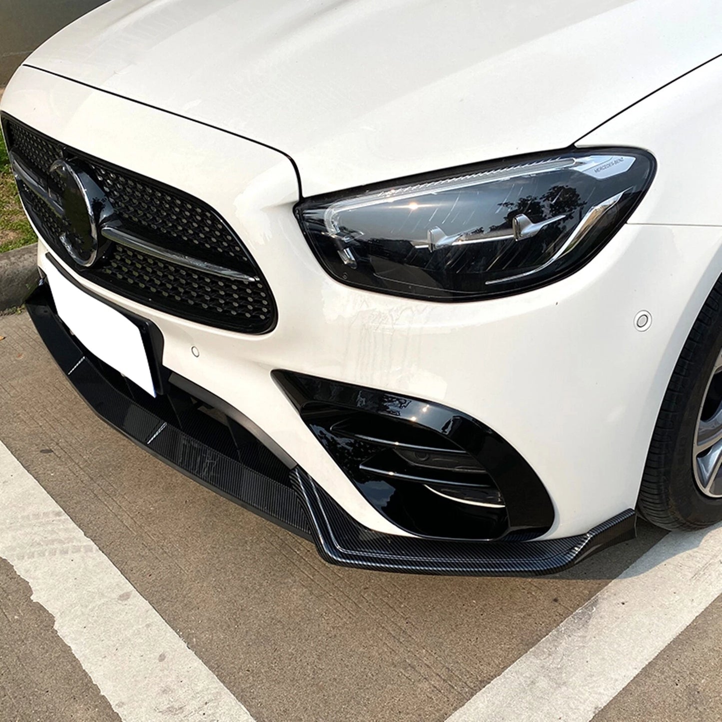 Front Bumper Spoiler Lip for Benz W213 E260 E300 AMG (2021-2023)