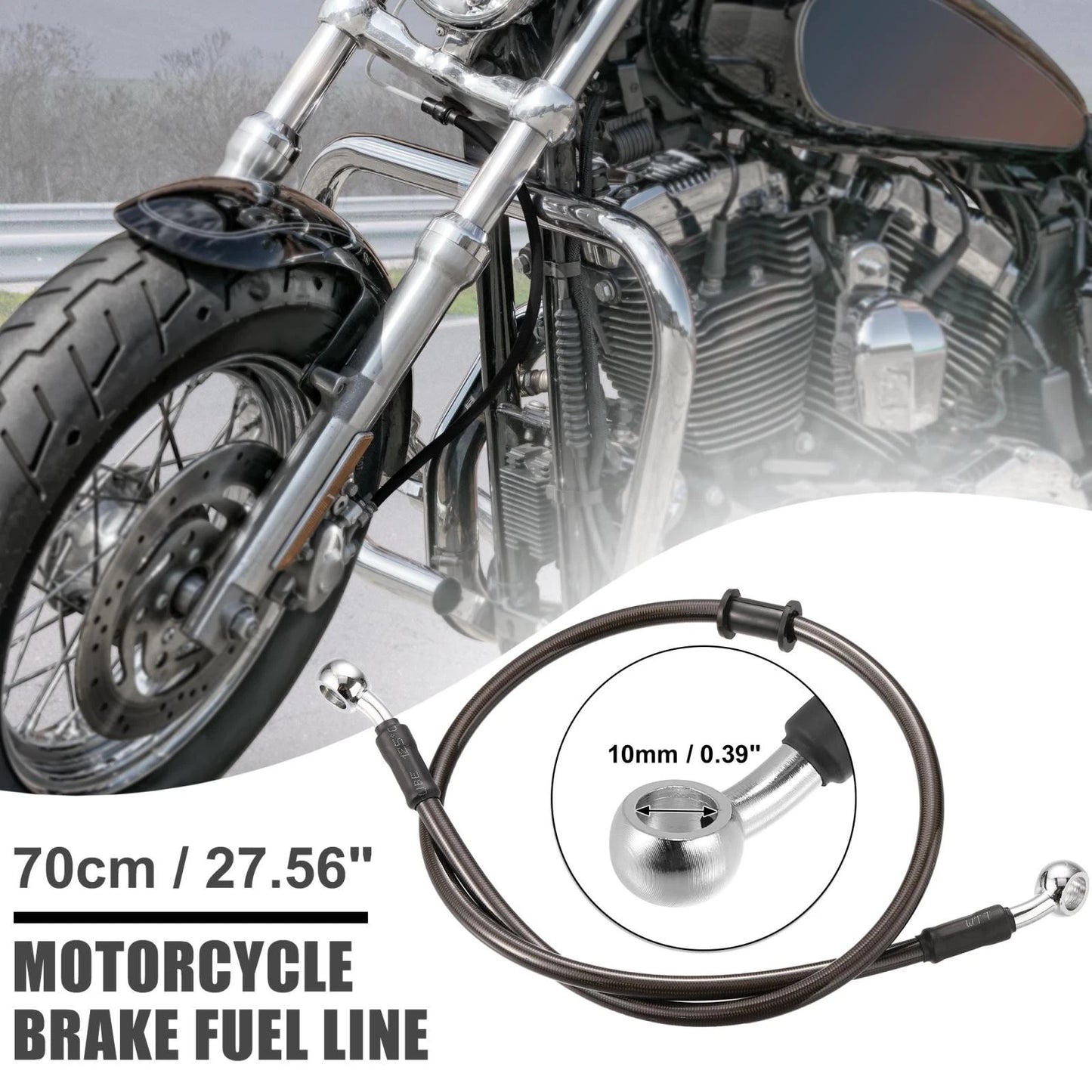 70cm 27.56" Braided Brake Clutch Oil Hose for ATV Dirt Bike