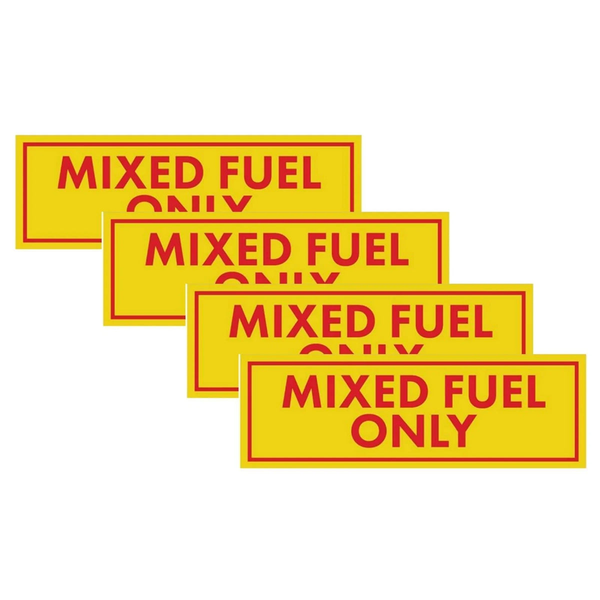 4 Pack Mixed Fuel Only Vinyl Stickers Decals for Gas Oil 2-Stroke Can Labels