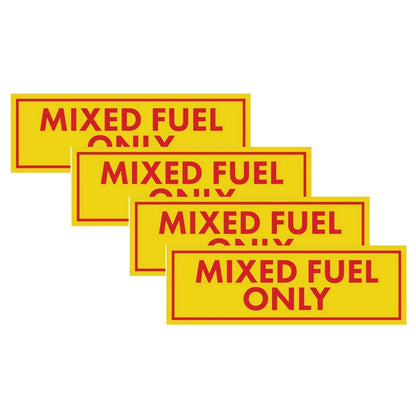 4 Pack Mixed Fuel Only Vinyl Stickers Decals for Gas Oil 2-Stroke Can Labels