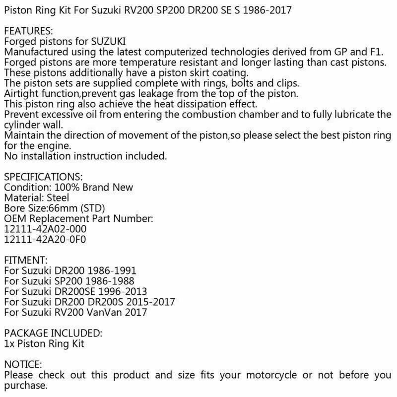 Piston Ring Kit 66mm for Suzuki DR200 DF200 (2000-2002)