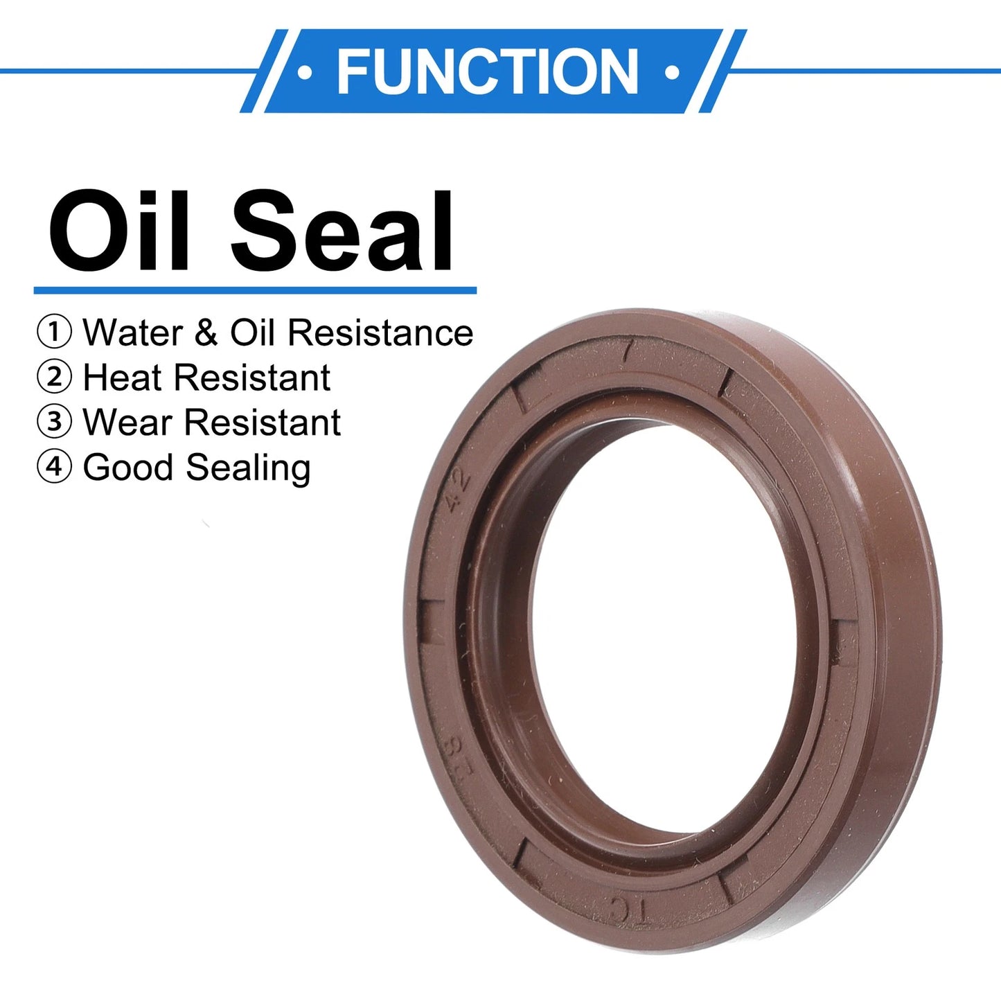 Oil Seal 28x42x7mm Seal Ring Shaft FKM Rubber Brown 2 x for Make Model
