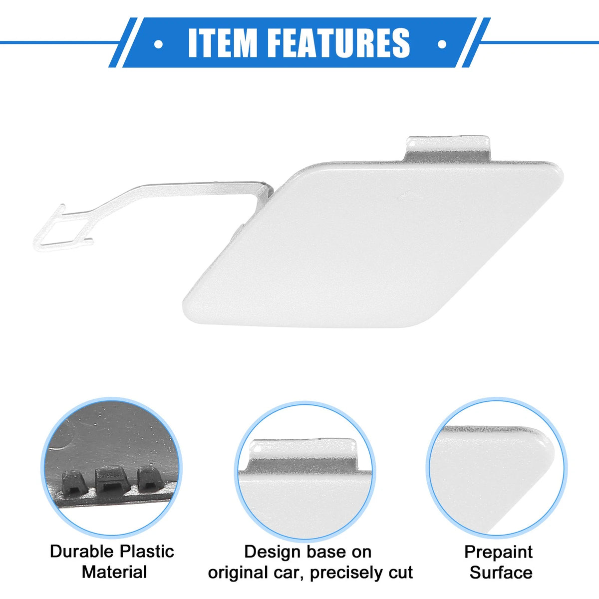 Rear Bumper Tow Hook Eye Hole Cover Cap for BMW 3 F30 White (2012-2015)