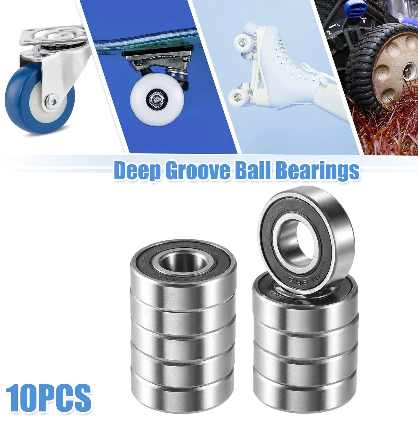 10 x 12x28x8mm Double Rubber Seal Deep Groove Ball Bearings for Car