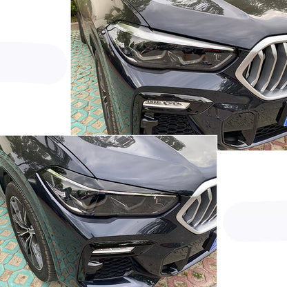 2 x Headlight Eyelid Trim for BMW X5 G05 X6 G06 (2019-2023) Gloss Black