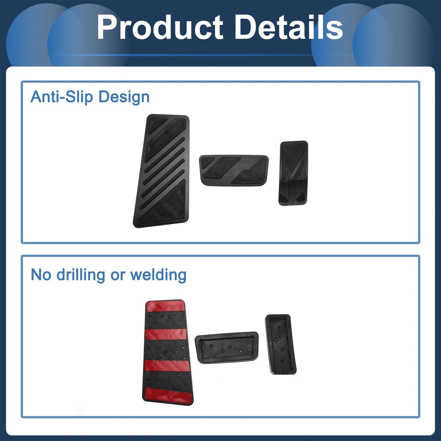 3 x Automatic Foot Accelerator Pedal Covers for Ford Ranger (2024) Black