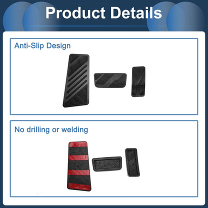3 x Automatic Foot Accelerator Pedal Covers for Ford Ranger (2024) Black