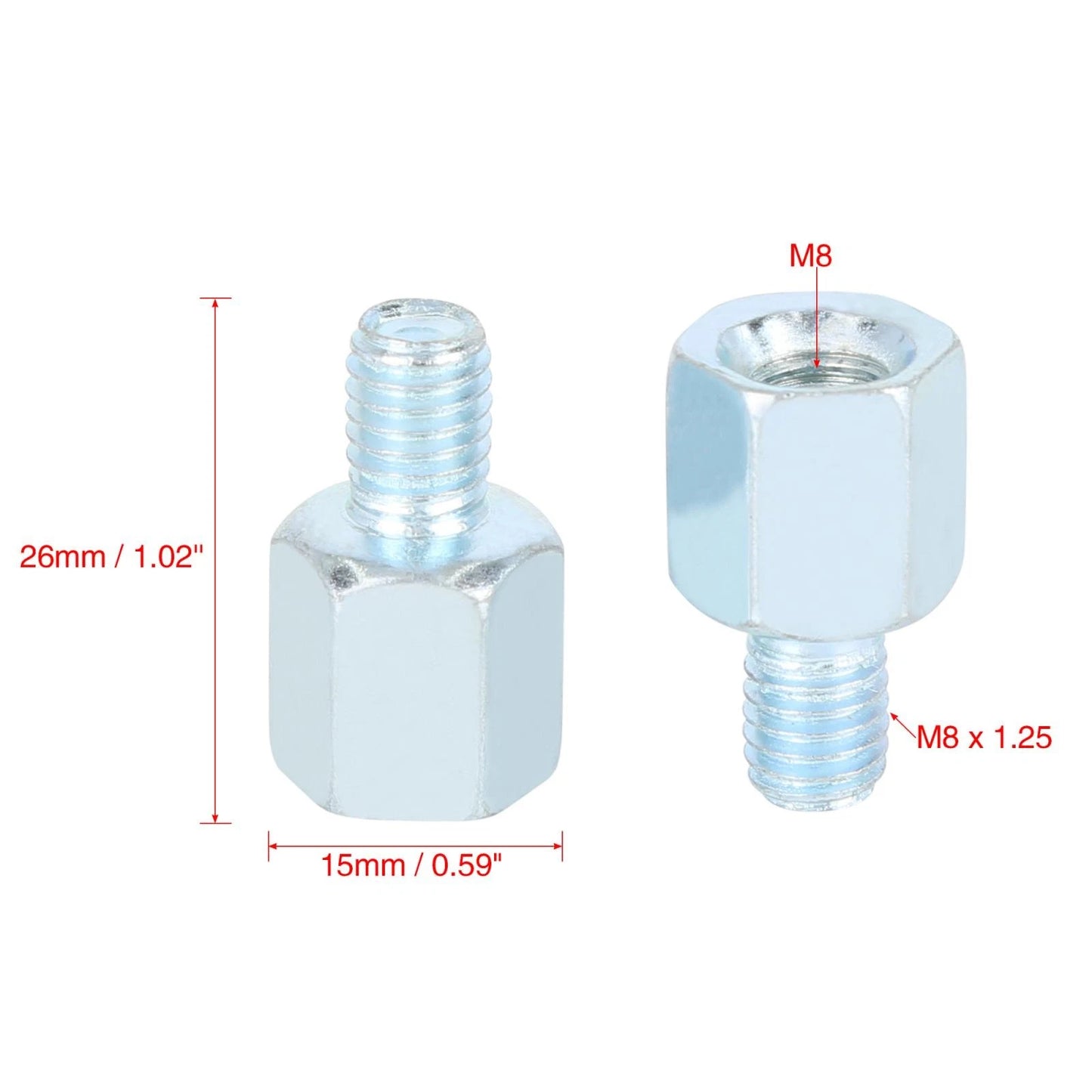 2pcs 8mm LH to 8mm RH Rearview Mirrors Adapter for Motorcycle Bike
