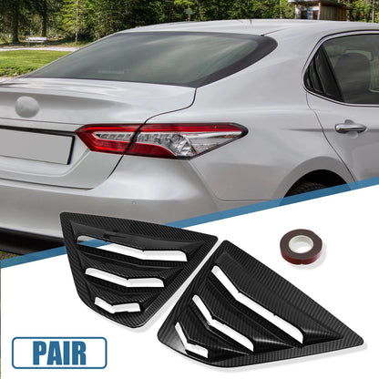 1 Pair Rear Side Window Louvers Carbon Fiber Pattern Black for Toyota Camry
