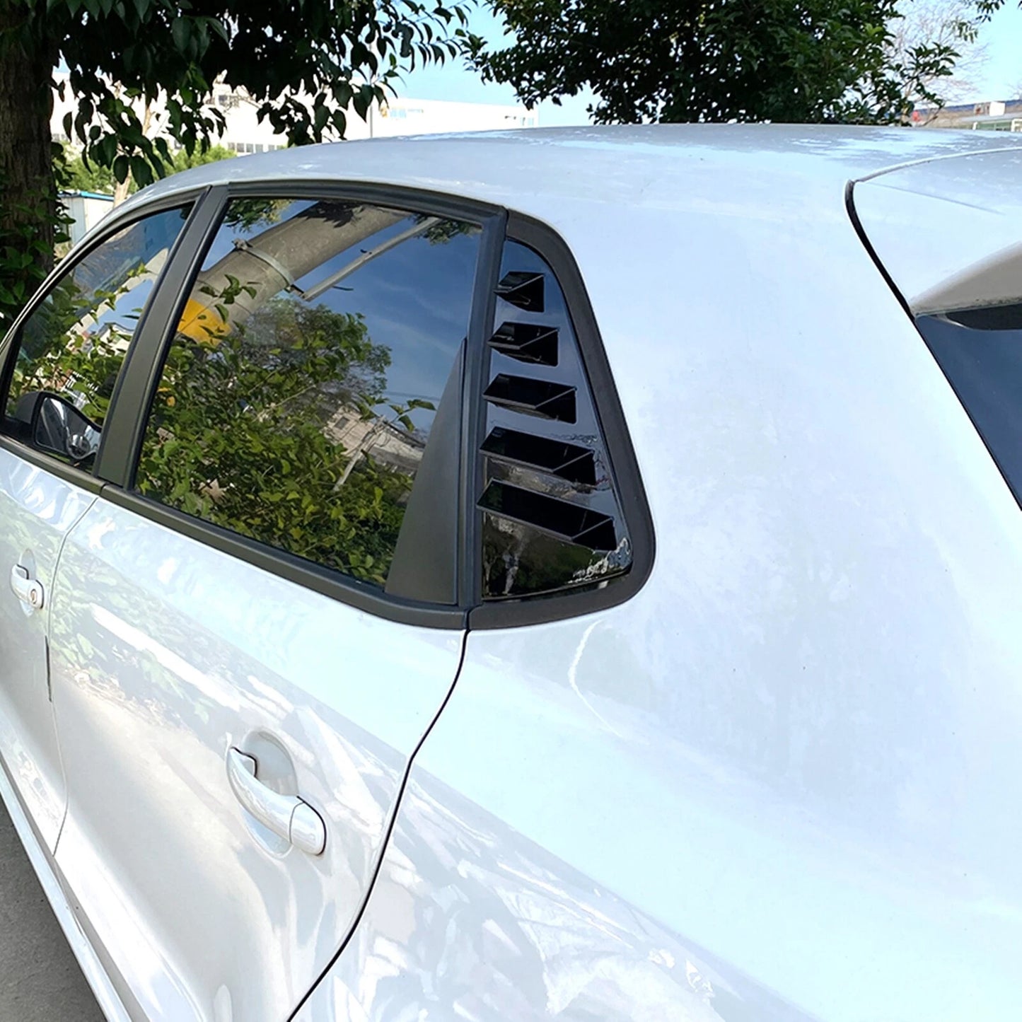 2 x Carbon Style Rear Side Window Louvers for VW Polo (2017-2023)