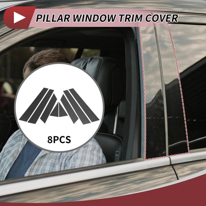 8 Pcs Door Pillar Window Trim for Nissan Altima (2013-2018) Carbon Fiber Black