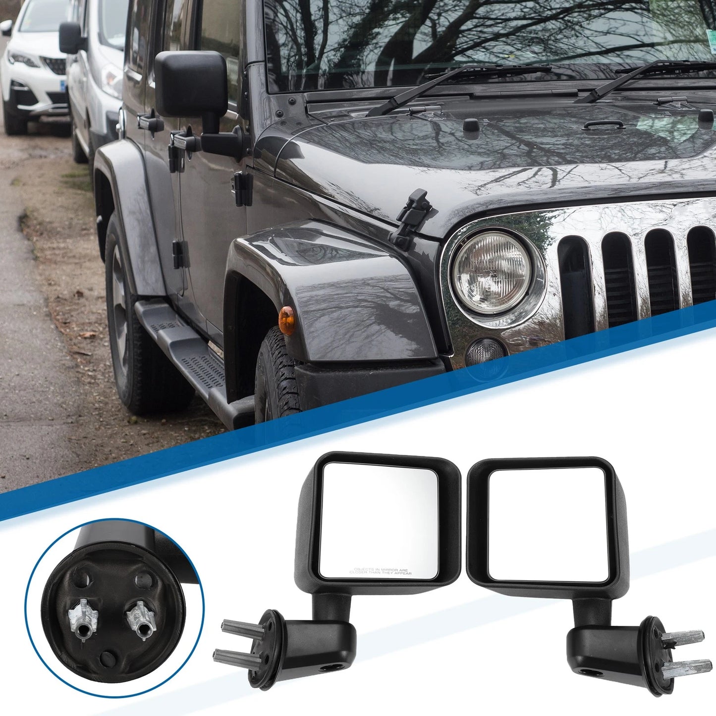 Tow Mirrors for Dodge Jeep Wrangler (2007-2017)