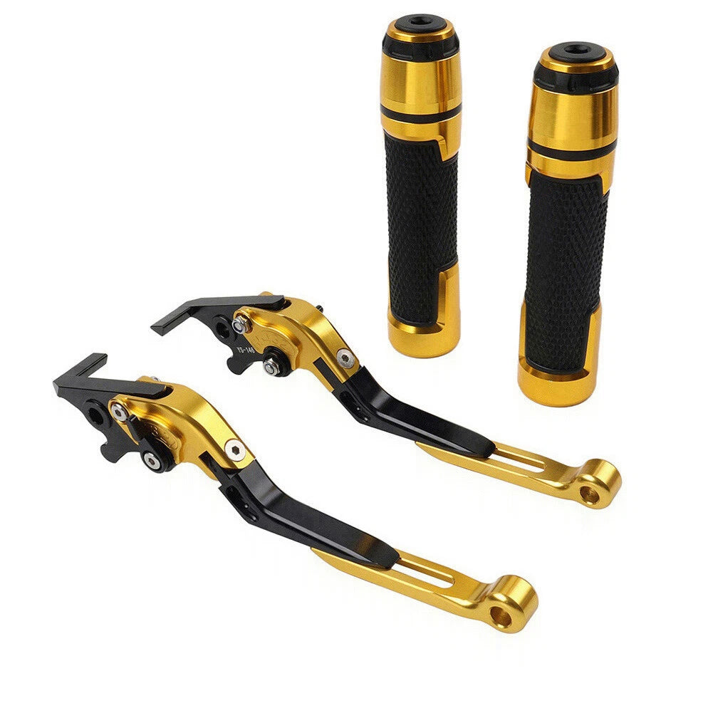 Gold Brake Clutch Levers & Handlebar Grips Set for Yamaha MT-15 XSR155 XTZ125