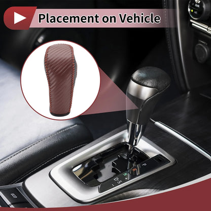 Car Gear Shift Knob Cover for Ford Fiesta 2009-2012 - Black Brown Faux Leather