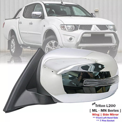 Front Left Chrome Electric Side Mirror w/ LED for Mitsubishi Triton (05-14)