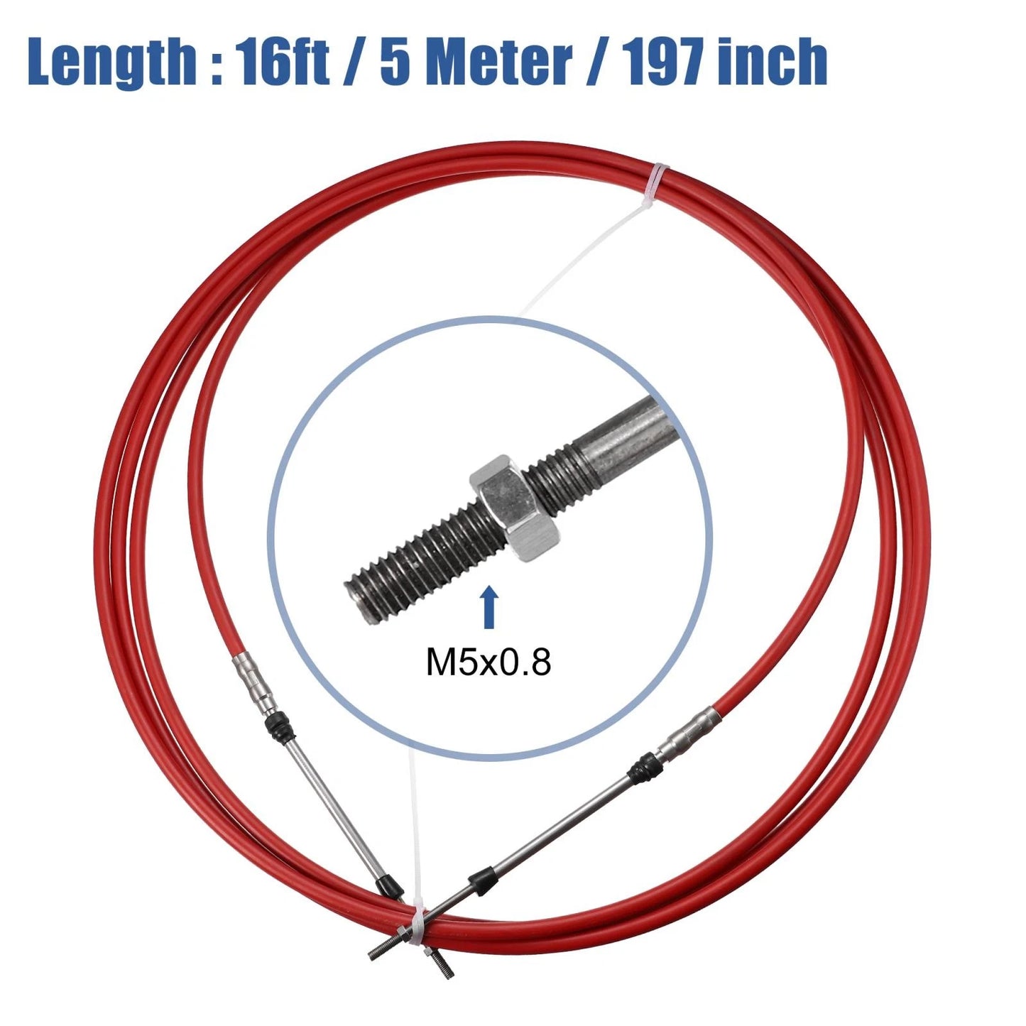 2 x Marine Shift Remote Control Box Cable 16ft for Yamaha Red