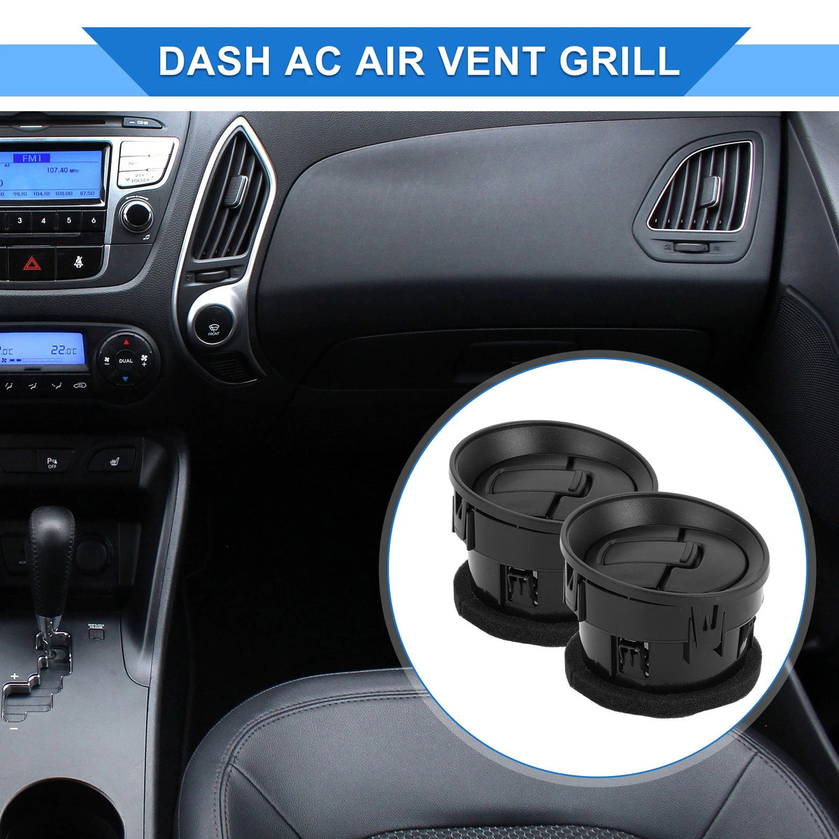 2 x Center Dash A/C Outlets for Ford F150 LOBO (2009-2014) ABS Black