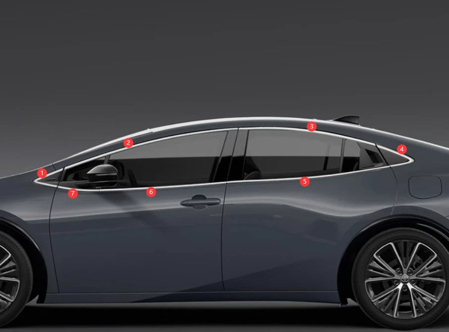 Black Window Side Molding Trim Covers for 2023-2025 Toyota Prius 14 pcs